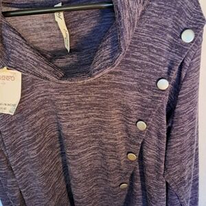 Collection Woman Tunic Top Button Up Asymmetric Neck‎ Long Sleeve